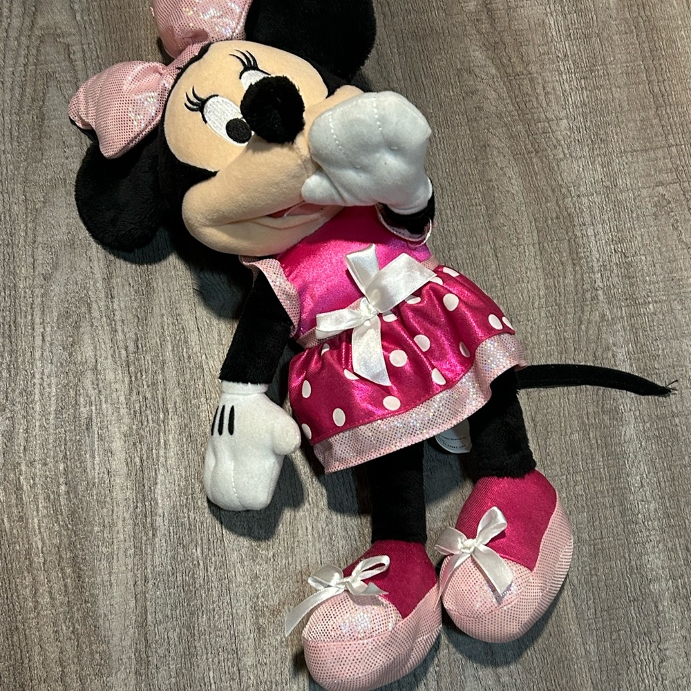 Talking Disney Pink and Black Minnie Mouse Plush